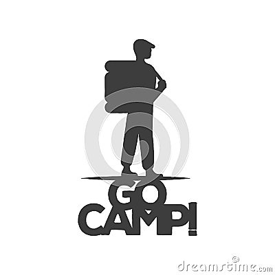 Vintage emblem of a tourist or traveler with a backpack Vector Illustration