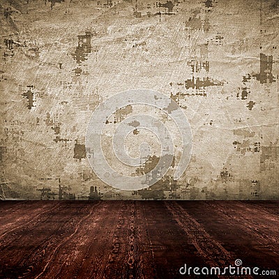 Vintage empty interior with grunge paper wall Stock Photo