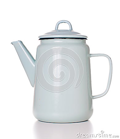 Vintage enamel coffee pot Stock Photo