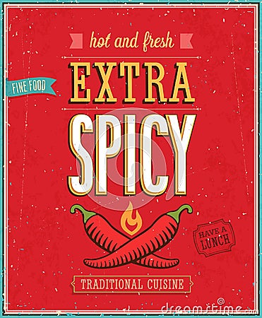 Vintage Extra Spicy Poster. Vector Illustration