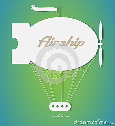 Vintage fairy airship. Vector silhouette. Paper art Vector Illustration