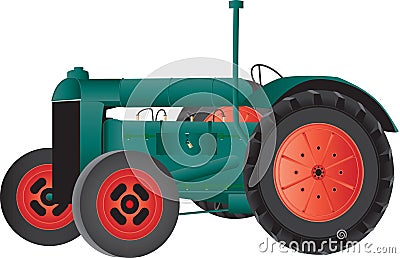 Vintage Farm Tractor Vector Illustration