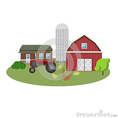 Vintage farm vector illustration. Countryside scenery design Vector Illustration