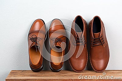 Vintage fashion leather men shoes luxury design. Stock Photo