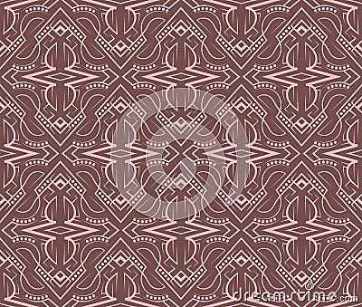 Vintage fashioned seamless pattern. Symmetric antique wallpaper. Vector repeating ornament Vector Illustration