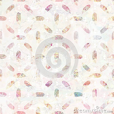 Vintage feather and arrows tribal background pattern in soft pastel colors Stock Photo