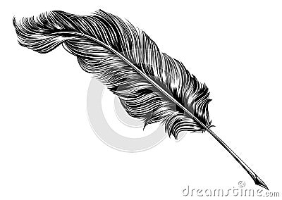 Vintage feather quill pen illustration Vector Illustration