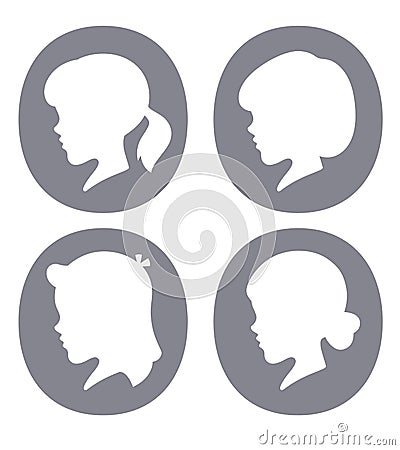 Vintage Female Silhouettes Vector Illustration