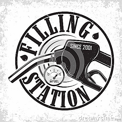 Vintage filling station emblem design Vector Illustration