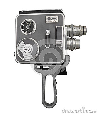 Vintage film movie camera isolated Stock Photo