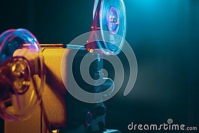 Vintage film projector and film screening Stock Photo