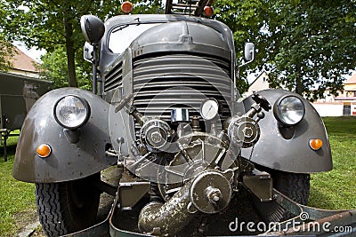 Vintage fire pump Stock Photo