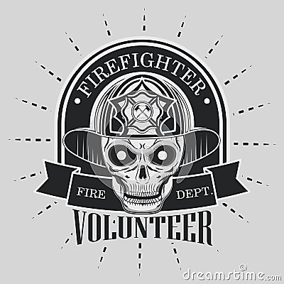 vintage firefighter label Vector Illustration