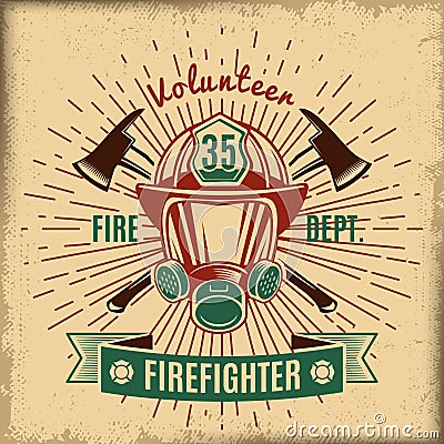 Vintage Firefighting Label Vector Illustration
