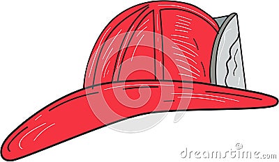 Vintage Fireman Firefighter Helmet Drawing Vector Illustration