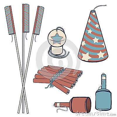 Vintage Fireworks Vector Illustration