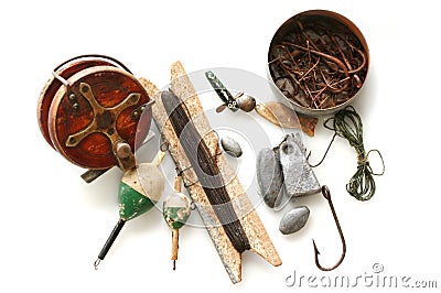 Vintage Fishing Tackle Stock Photo