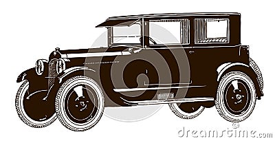 Vintage five-passenger limousine Vector Illustration