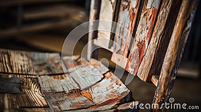 Vintage Flannel Rocking Chair: Capturing Rustic Charm With Close-up Details Stock Photo
