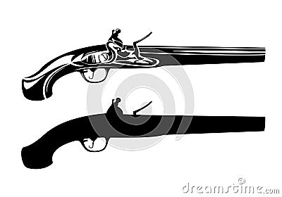 Antique pistol black vector design Vector Illustration