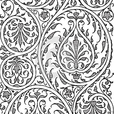 Vintage floral damask scrapbook background Cartoon Illustration