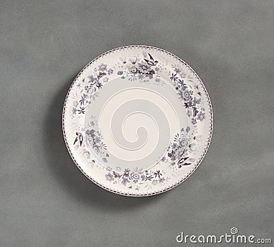 Vintage Floral Dinner Plate with white background Stock Photo