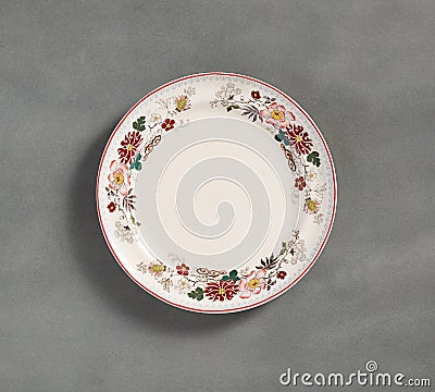 Vintage Floral Dinner Plates with white background Stock Photo