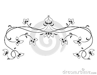 Vintage floral frame black and white. Art nouveau design. white background, isolated, vector illustration 2 Vector Illustration