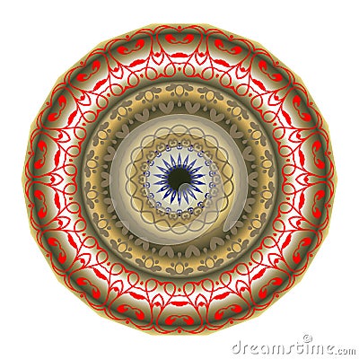 Vintage floral lacy 3d mandala pattern. Ethnic style orname Vector Illustration