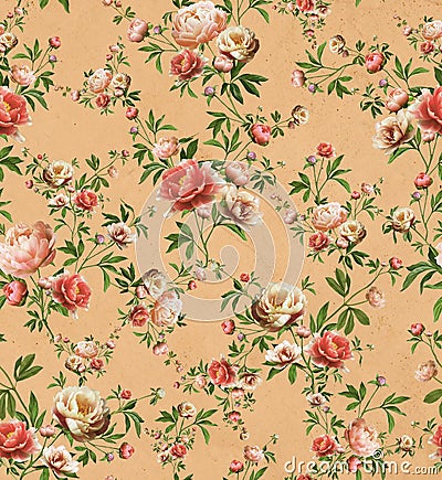 Vintage floral pattern, soft beige background Stock Photo