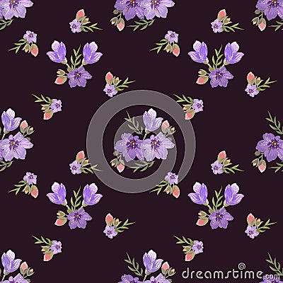 Vintage floral seamless pattern with campanula flowers for textile, wallpaper, scrapbooking, decoupage. Vector Illustration