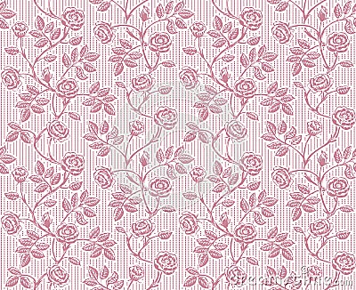 Vintage floral seamless pattern with classic hand drawn roses Vector Illustration