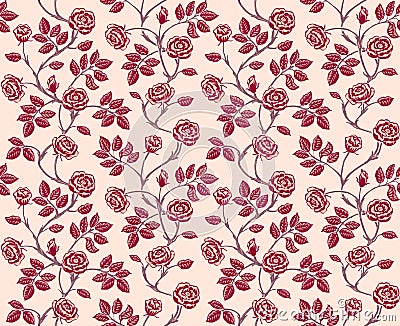 Vintage floral seamless pattern with classic hand Vector Illustration