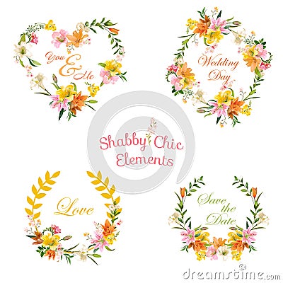 Vintage Floral Tags, Labels and Banners - for T-shirt, Fashion Vector Illustration