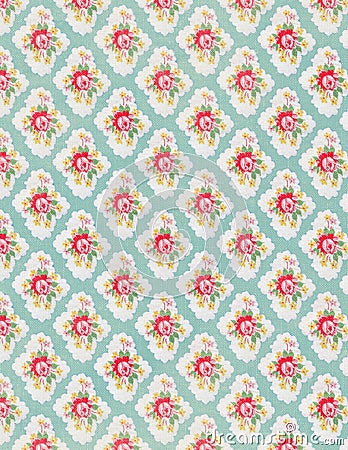 Vintage floral wallpaper rose repeat pattern Stock Photo