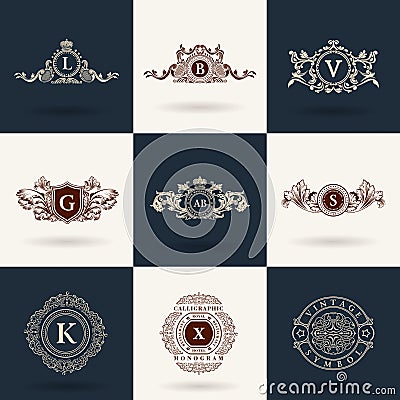 Vintage flourishes elements. Calligraphic ornaments set Vector Illustration