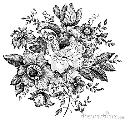 Vintage flower vector illustration Vector Illustration