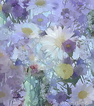 Vintage flowers painting.Flowers in soft color and blur style Stock Photo