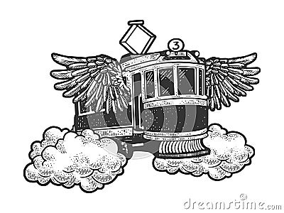 vintage flying tram sketch vector illustration Vector Illustration