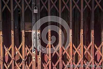 Vintage folding steel door background and texture Stock Photo