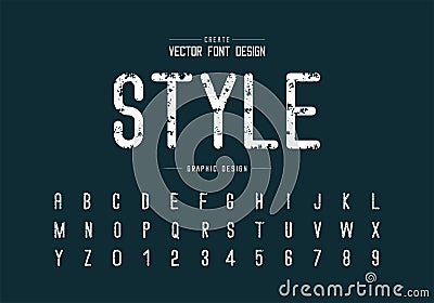 Vintage font and alphabet vector, Texture letter style typeface and number design Vector Illustration