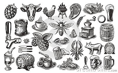 Vintage Food Vector Clipart Vector Illustration