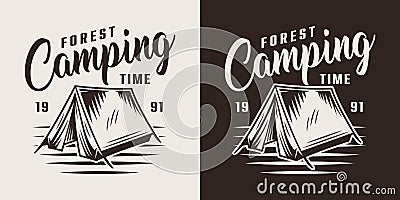 Vintage forest camping label Vector Illustration