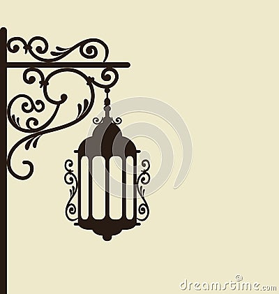 Vintage forging ornate street lantern Vector Illustration