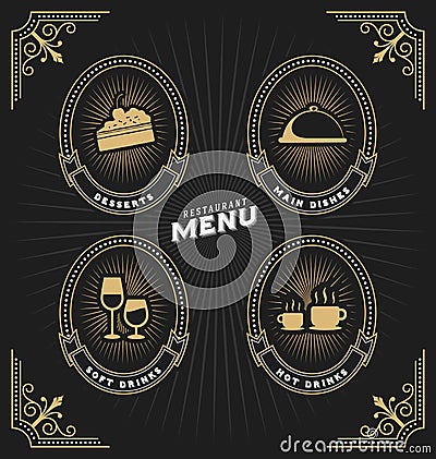 Vintage frame and label for restaurant menu Vector Illustration