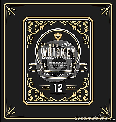 Vintage frame label for whiskey and beverage product Vector Illustration