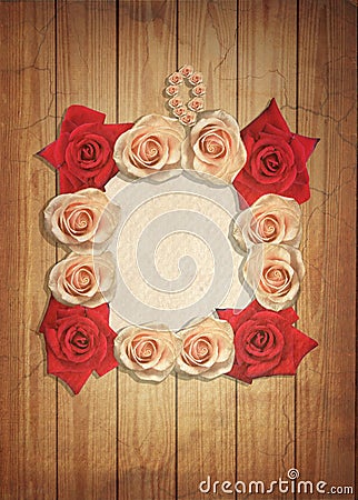 Vintage frame with roses. Stock Photo