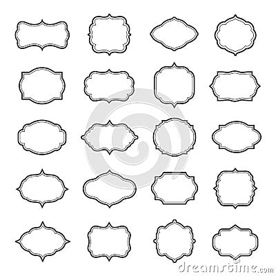 Vintage frame set, elegant antique ornament collection Vector Illustration