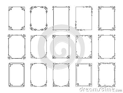 Vintage frames. Abstract banners with ornamental and floristic elements. Classic calligraphic rectangle framing for Vector Illustration