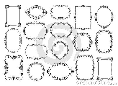 Vintage frames. Antique ornamental wedding borders, vector decorative floral frames for poster, logo, invitation card or Vector Illustration